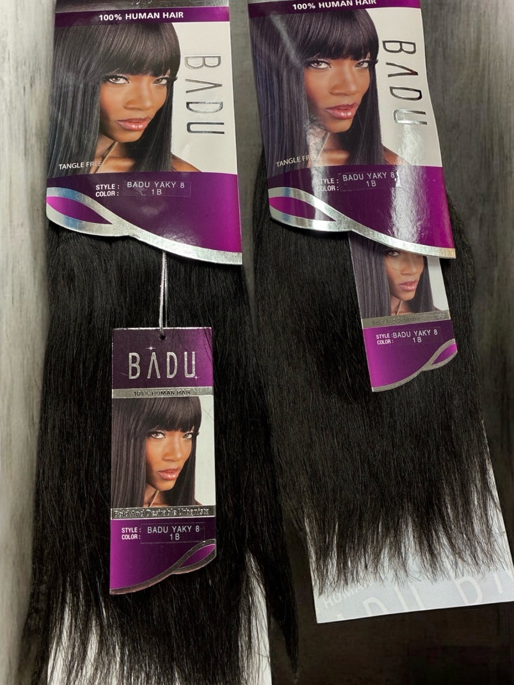 100% Human Hair Weave - Badu Yaky 8 - Color 1B (Natural Black) 2 packs